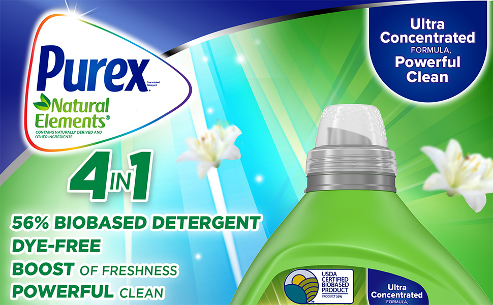 Purex Liquid Laundry Detergent, Ultra Concentrated, Natural Elements Linen & Lilies, 82.5 Ounce