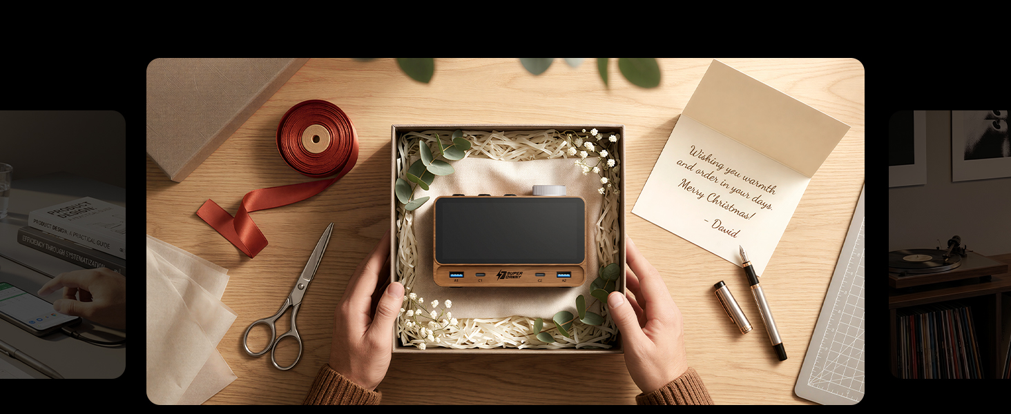 This wooden vintage alarm clock charging station is a versatile and stylish gift choice.