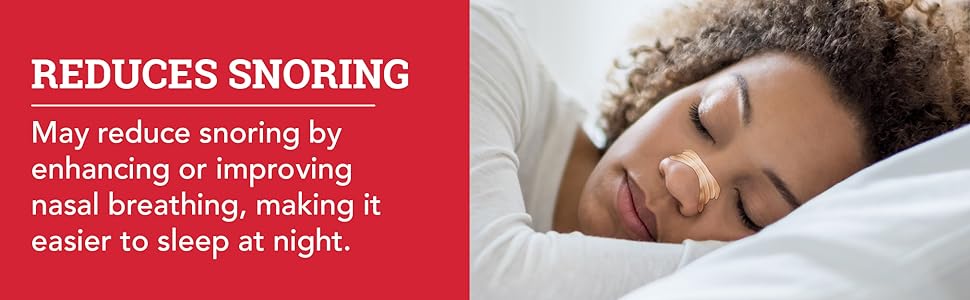 reduces snoring by enhancing or improving nasal breathing making it easier to sleep at night
