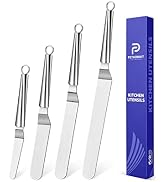 Offset Icing Spatula, Cake Angled Spatula Set with 4, 6, 8 & 10 Inch Blades, Stainless Steel Hand...