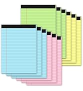 Zaviko Legal Pads 8.5 x 11 Colored Note Pads, 12 Pack Colored Paper Pads 8.5x11 Lined Paper, Pads...
