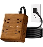 Brown Extension Cord 10Ft, Flat Plug Power Strip Surge Protector, 8 Outlets & 4 USB Ports (2 USB ...