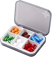 ZDQZC Portable Pill Organizer - Slim Pill Box for Purse or Travel, Compact Pill Case(6 Compartmen...