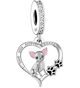 BSFJTY S925 Sterling Silver Dog Charm, Yorkie/Pomeranian/Miniature Schnauzer Poodle Bulldo Chihua...