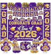2026 Graduation Decorations - Purple Congrats Grad Party Supplies include Card Box, Backdrop, Ban...