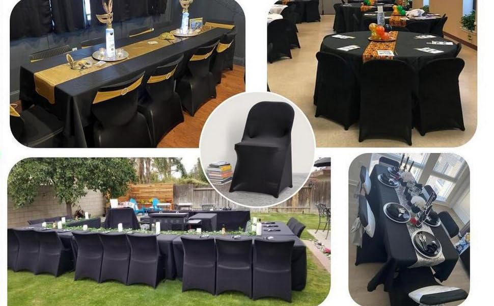 Black spandex folding chair covers