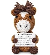 GiftMark Handmade Crochet Horse Gift, Positive Mood Boosting Plush with Card, Cute Desk Decor for...