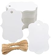 joycraft 100Pcs White Paper Blank Gift Tags,Double-Sided Blank Favor Tags with String,Personalize...