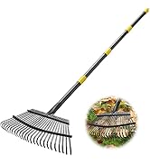 79 Inch Long Garden Leaf Rake, 18 Inch Wide Heavy Duty Leaf Rake for Shrub with 25 Metal Tines,Ya...