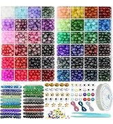 JULIMAIDONG 8mm Glass Beads for Bracelets 2000pcs, 48 Colors Round Crystal Glass Bracelet Making ...