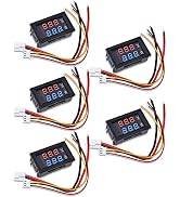 Sumklin 5PCS 0.28" Digital Volt Amp Voltmeter Ammeter Meter DC 100V 10A 3 Bits Red+Blue Display V...