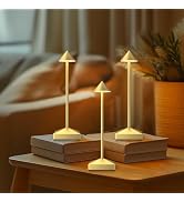 FUNTAPHANTA 3 Pack 8.26in Gold Small Cordless Table Lamps Rechargeable, Battery Operated Mini Lam...