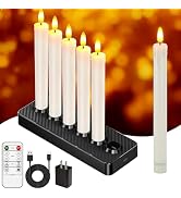 HL Rechargeable Flameless Taper Candles with Charging Base, 6 Pack LED Window Candles, Flickering...