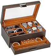 LANDICI Watch Box for Men Women 2 Layer PU Leather Watch Organizer Storage Case,Large Jewelry Box...