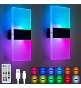 SURPALIG LED Wall Lights for Room Decor, 4000mAh Battery Operated Wall Sconce Set of 2, Remote Co...