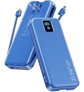 Portable Charger, 12000mAh 22.5W Fast Charging Power Bank with Built-in Cables & Wall Plug, Trave...