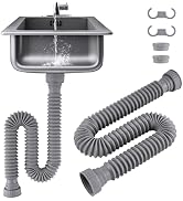 iFealClear 2 Pack 1-1/2" P-Trap Pipe, Flexible Sink Drain Pipe with 4 Rubber Sealing Rings, Drain...