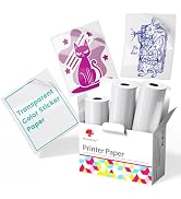 Phomemo Sticker Paper- Transparent Single-Color Pink, Blue, Green Thermal Paper for T02/M02X/M02L...