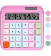 HUTUDD Mechanical Switch Calculator, Desktop Calculators,Dark Pink Calculator Big Buttons, 12-Dig...
