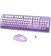FCPLU Wireless Keyboard and Mouse Combo (Purple Gradient) | 104-Key Colorful Round Keycap, QWERTY...