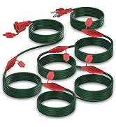 50 Ft Outdoor Extension Cord with Multiple Outlets, Evenly Spaced 6 Grounded Outlets with Safety ...