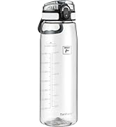Fanhaw 32 oz Tritan Water Bottle with Chug Lid - Clear, BPA-Free, Lightweight, Wide Mouth, Leak-P...
