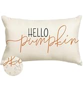 RABUSOFA Fall Pillow Covers 12x20 Inch Outdoor Waterproof Hello Pumpkin Quote Thanksgiving Autumn...
