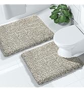 Yimobra Fluffy Bathroom Rugs Sets 2 Piece, Shaggy Toilet Rug U Shaped, Ultra Soft Non Slip Bath M...