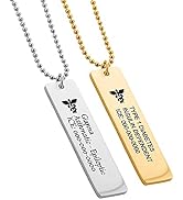 Medical Alert Necklace personalized for men & women, Custom Stainless Steel Engraved ID emergency...