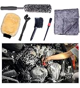 oesee Motorcycle Cleaning Kit 6 Pack Design for Chrome, Woolies Brush, Wool Wash Mitt, Tire&Chain...