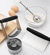 HULISEN Stainless Steel Biscuit Cutter Set, Flour Duster, Pastry Scraper and Dough Blender, Heavy...