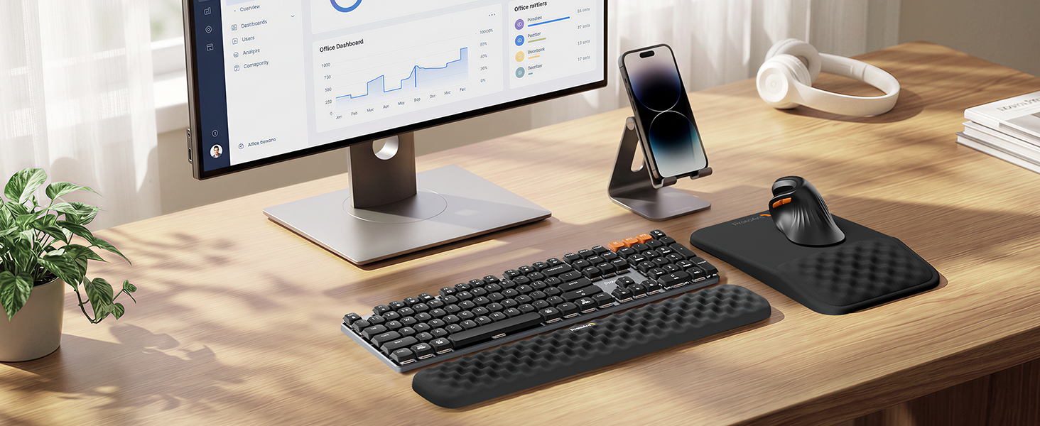 Ergonomic Mouse Pad with Wrist Rest Black