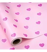 RUSPEPA Valentine's Day Wrapping Paper Roll, Mini Roll, Rose Gold Glitter Hearts Design, Pink Rom...