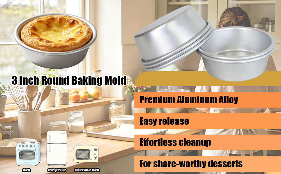 3 Inch Round Egg Tart Mold Individual Size
