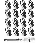 16 Pack Silicone Cable Ties, Reusable Star Design Cord Organizer Straps With 2 Binding Methos, Du...