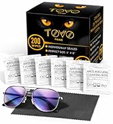 Anti-Fog Lens Wipes | 200 Individually Wrapped Wipes 13×15 cm + 1 Premium Ultra Dense Lens Cloth ...