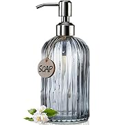JASAI 18 Oz Vertical Stripes Kitchen Soap Dispenser with 304 Rust Proof Stainless Steel Pump, Ref...