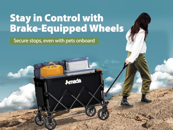 Collapsible Wagon Cart Folding Utility Wagons Carts for Garden Shopping Camping AMOUC05B