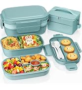 Adults Bento Lunch Box Set with Lunch Bag, 3-Tier Stackable Leak-Proof Lunch Containers, BPA-Free...