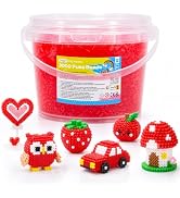 Caydo 3000PCS 5mm Red Fuse Beads, Craft Kit for Kids & Adults, DIY Pixel Art Projects, Durable Pl...