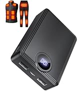 12000mAh Heated Vest Battery Pack - 5V Rechargeable Power Bank with LED Display, Type-C Input, an...