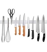 24 Inch Magnetic Knife Strip, Premium Stainless Steel Wall Mounted Kitchen Knives Bar,Space-Savin...