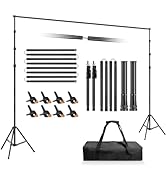 Qoolfoto Backdrop Stand 10x8.5ft(WxH), Photo Studio Adjustable Background Stand Support System Ki...