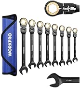 WORKPRO Ratcheting Combination Wrench Set, 8-piece Flex-Head Anti-Slip Set Metric 8-17 mm, 72-Tee...