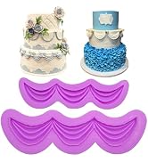 3 Pcs Wave Shaped Silicone Fondant Molds Swag Pattern Silicone Cake Drape Mold for Cake Decoratin...