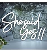 SYLHOME She Said Yes !! Led Neon Light Up Sign Propose Engagement Marry Me Wedding Party Wall Dec...