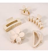 Matte Hair Clips, Ahoney 5 Pack Big Hair Clips for Thick Hair Neutral Matte Hair Claw Clips 3.4-4...