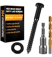 Xpokcai Hex Head Lag Bolts for Wood, 5/16" x 2-1/2", Lag Screws 12 Count | Hex Head Lag Screws fo...