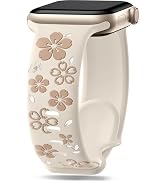 Wepro Floral Engraved Band Compatible for Apple Watch Bands for Women 40mm 41mm 38mm 42mm 44mm 45...