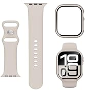 Silicone Band with Case Compatible with Kids Apple Watch Band, Soft Sport Strap and Protective Co...